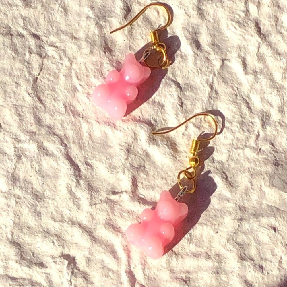 Pink gummy bear earrings